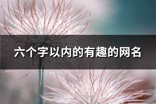 六个字以内的有趣的网名(共815个)