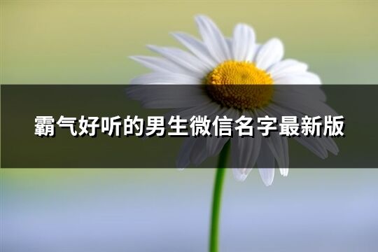 霸气好听的男生微信名字最新版(精选1070个)