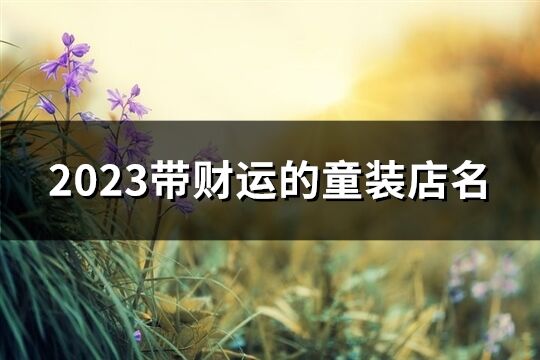 2023带财运的童装店名(共351个)