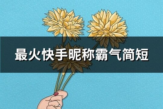 最火快手昵称霸气简短(共76个)