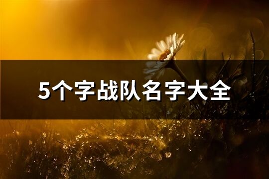 5个字战队名字大全(共87个)