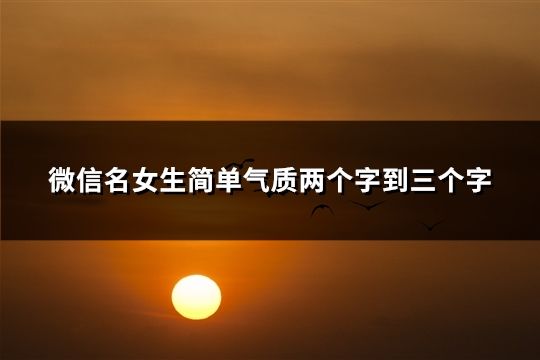 微信名女生简单气质两个字到三个字(51个)