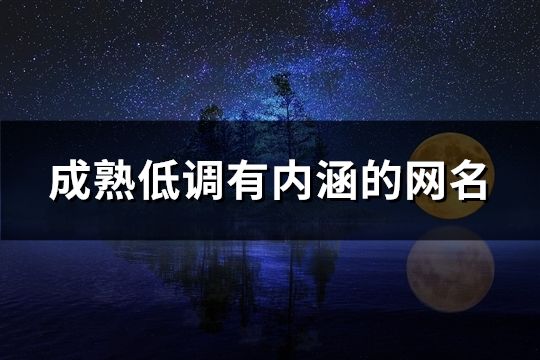 成熟低调有内涵的网名(88个)