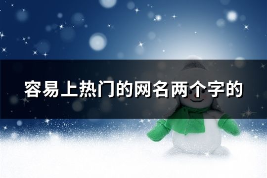 容易上热门的网名两个字的(39个)