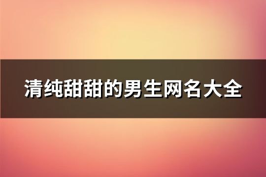 清纯甜甜的男生网名大全(精选351个)