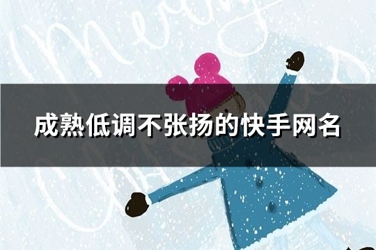 成熟低调不张扬的快手网名(共628个)