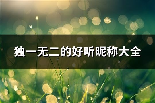 独一无二的好听昵称大全(136个)